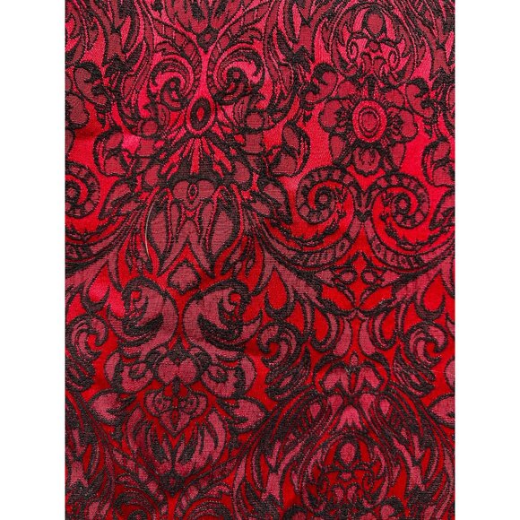 Worthington Cherry Cordial Jacquard Skirt Red Black Brocade Gothic Baroque Sz 16 - Picture 7 of 10
